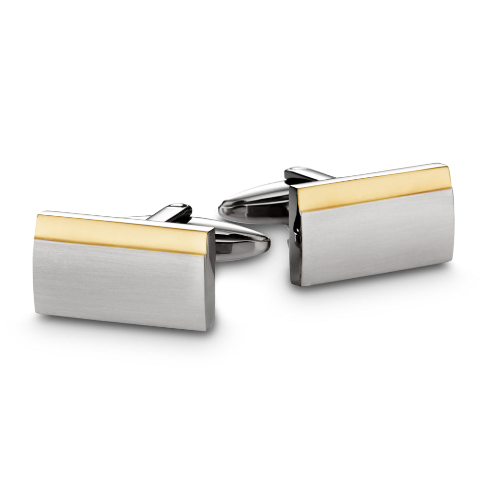Blaze stainless steel cufflinks with gold detailing