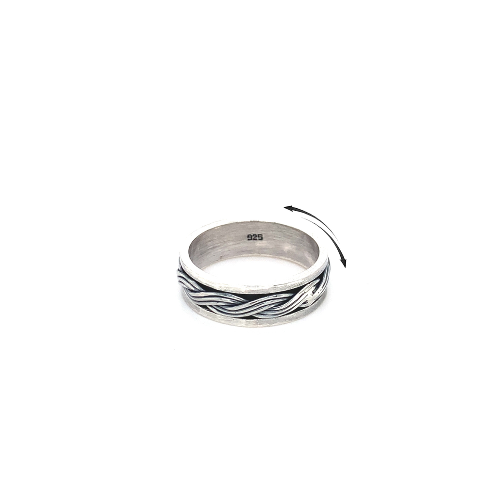 Spinner Ring - Sterling Silver w/ Wide 3 Strand Braid Design