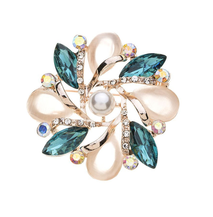 Brooch - Blue and Pearl Reef