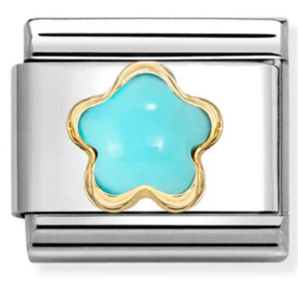 Nature - Turquoise Flower Gold Charm