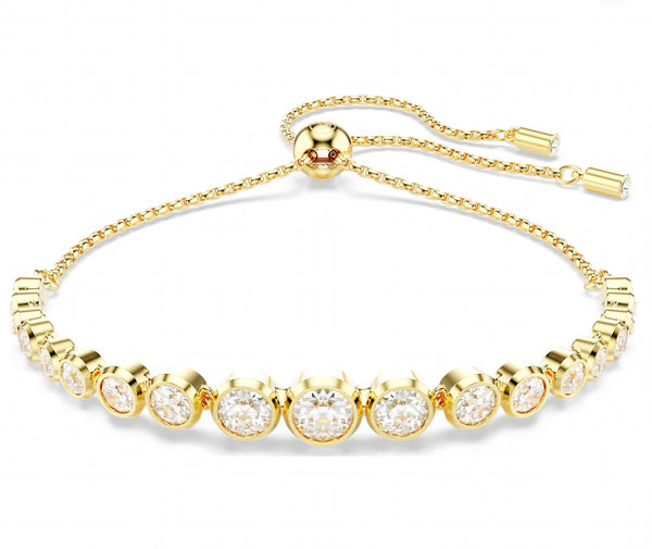Imber Tennis: White Mixed Round Cuts Gold Bracelet