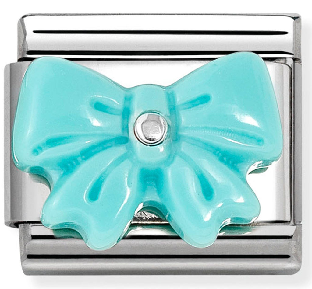Symbol - Turquoise Synthetic Stone Bow Silver Charm