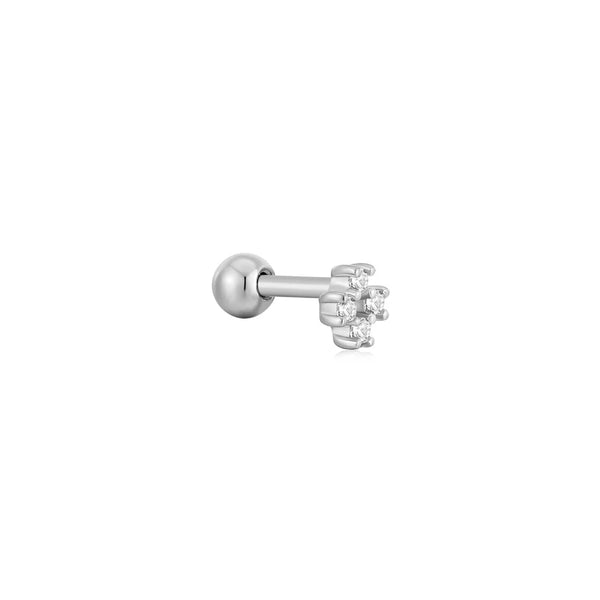 Ear Edit Capsule - Sparkle Cross Barbell Silver Single Studs