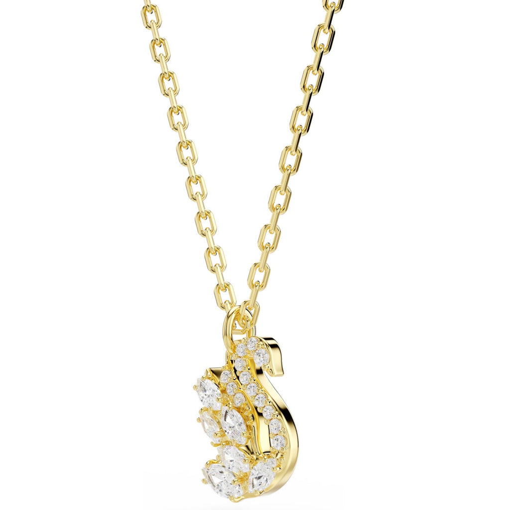 Swan: White Mixed Cuts Crystal Swan Pendant - 2 Colours