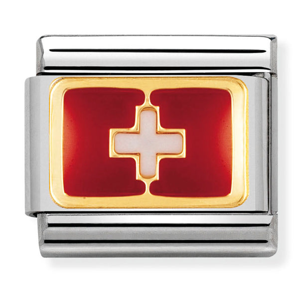Europe Flag - Switzerland Gold Charm