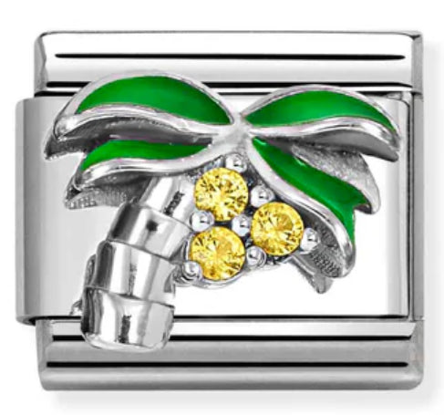 Nature - Palm Tree with CZ Silver Charm