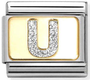 Glitter Gold - Letter U Charm