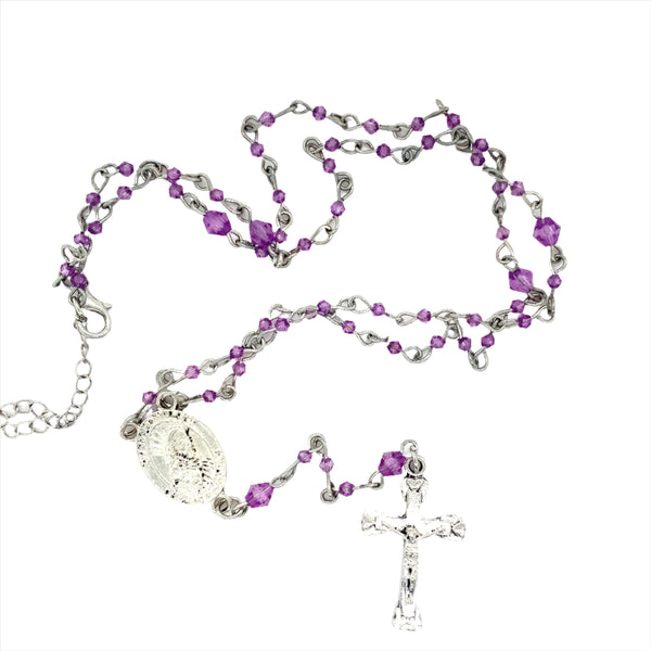 Purple Rosary Beads Necklace