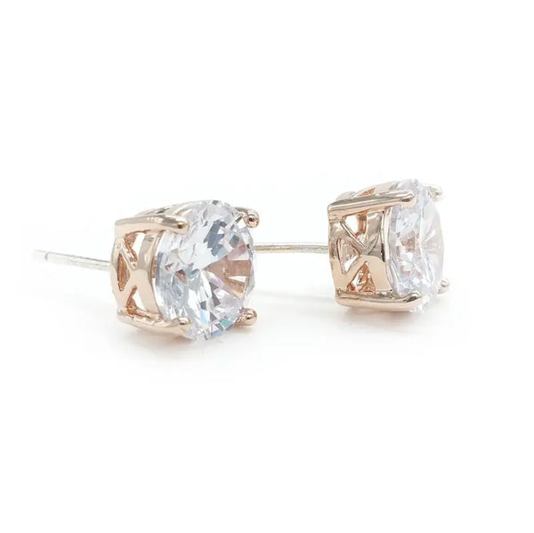 Sparkling CZ Brilliant Round Cut Stud Earrings