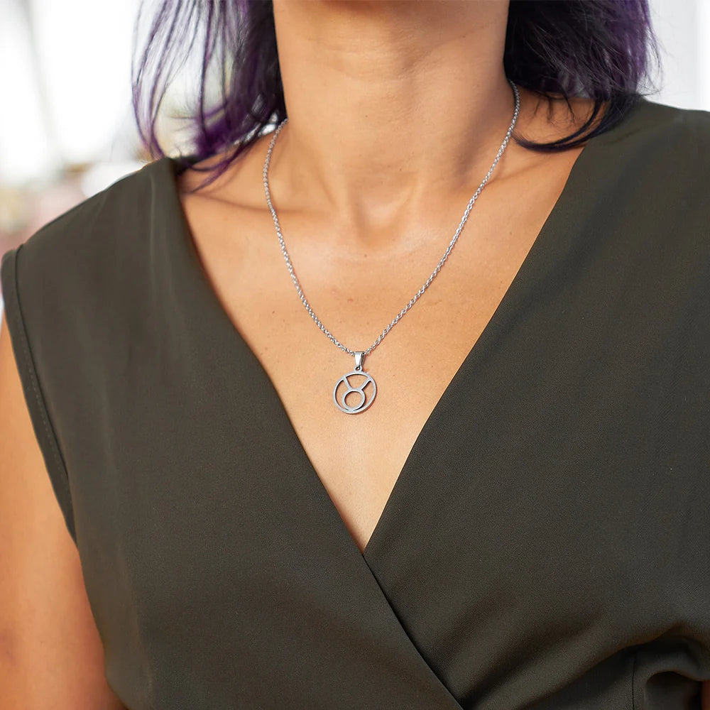 Zodiac Polished Stainless Steel Pendant