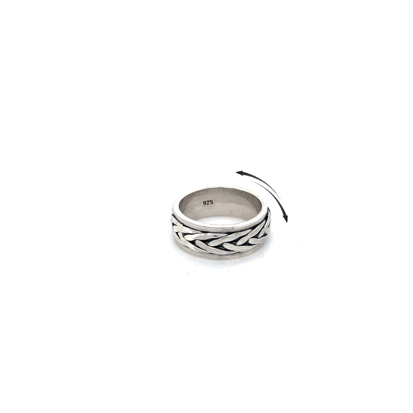 Spinner Ring - Sterling Silver Wide Braided Design