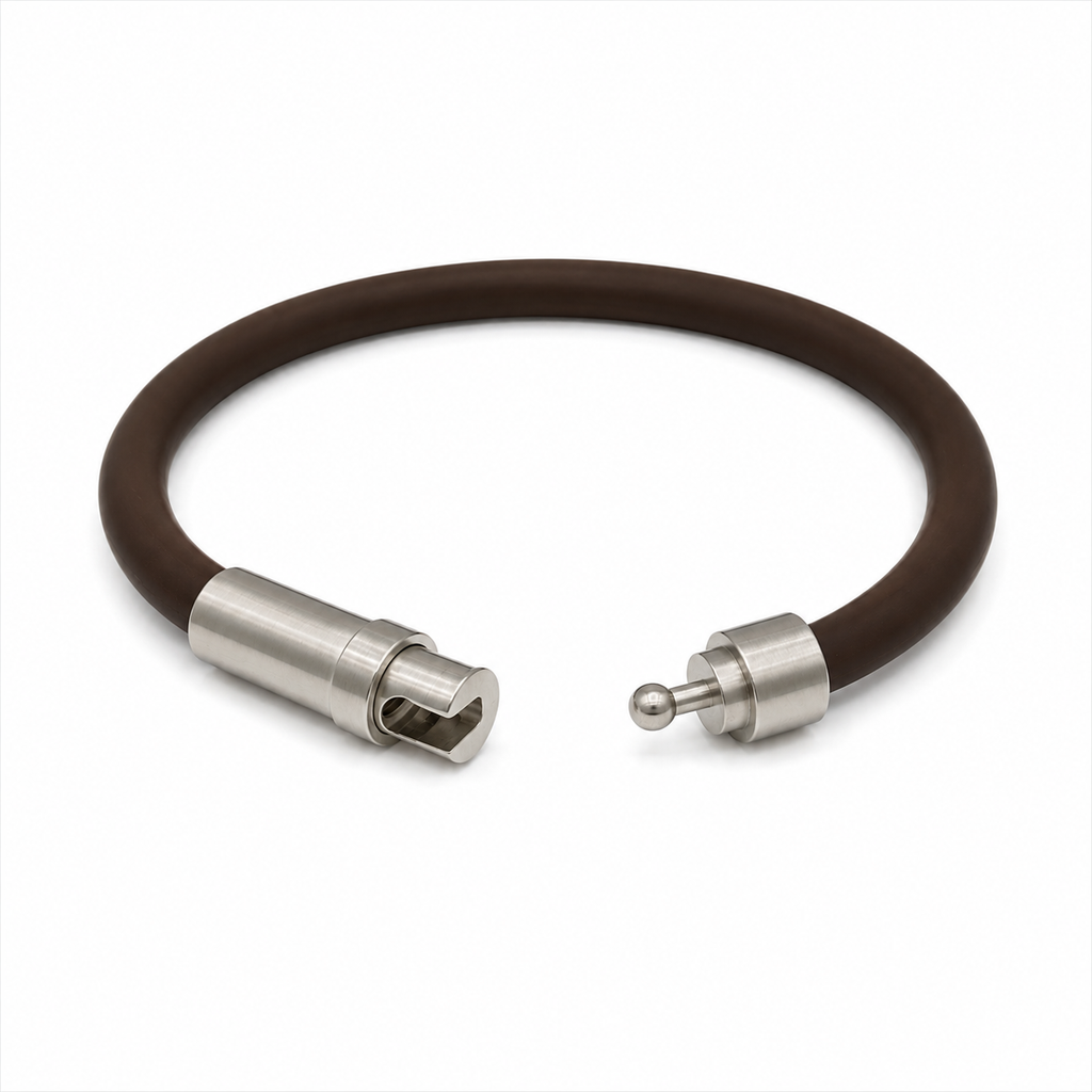 Silicone Bracelet with Twist Clasp - Brown