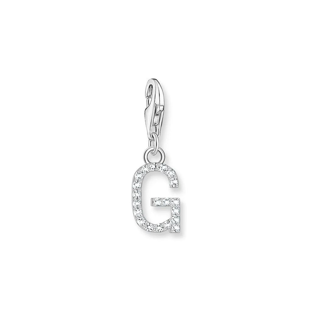 Charmista - Initial with CZ Silver Charm - 26 letters