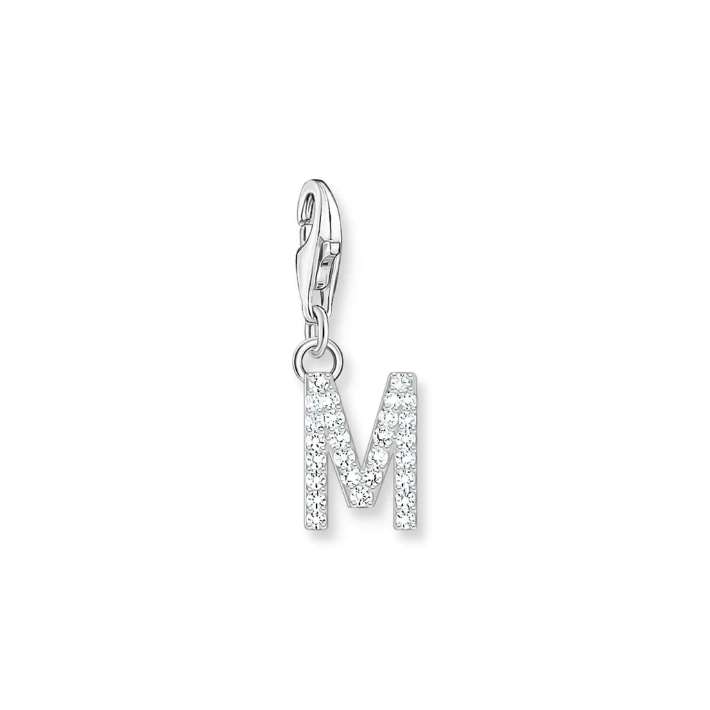 Charmista - Initial with CZ Silver Charm - 26 letters