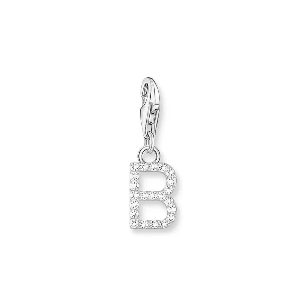 Charmista - Initial with CZ Silver Charm - 26 letters