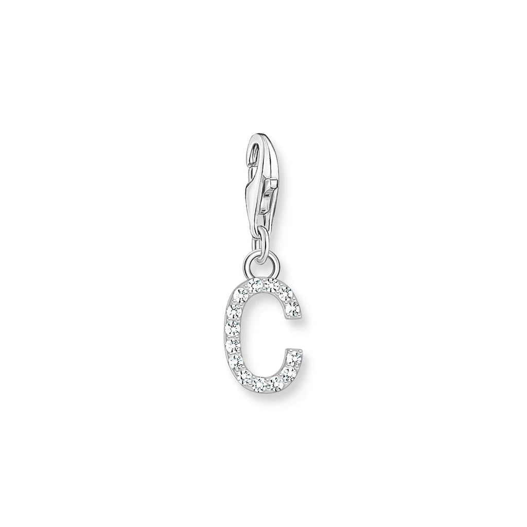 Charmista - Initial with CZ Silver Charm - 26 letters