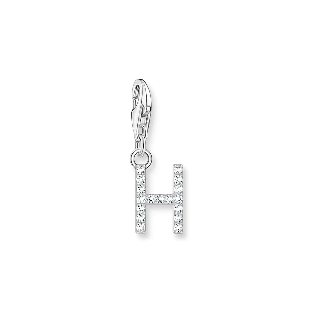 Charmista - Initial with CZ Silver Charm - 26 letters
