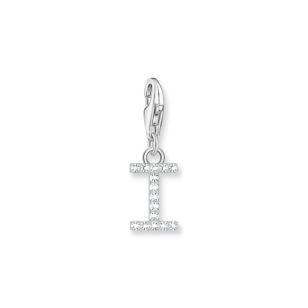 Charmista - Initial with CZ Silver Charm - 26 letters