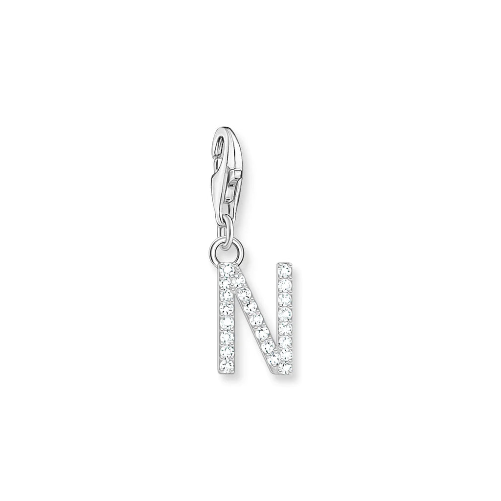 Charmista - Initial with CZ Silver Charm - 26 letters