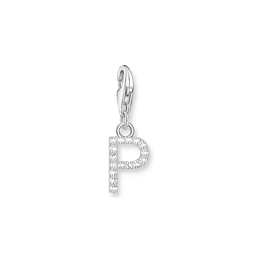 Charmista - Initial with CZ Silver Charm - 26 letters
