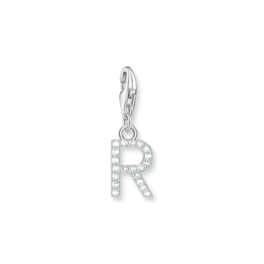 Charmista - Initial with CZ Silver Charm - 26 letters
