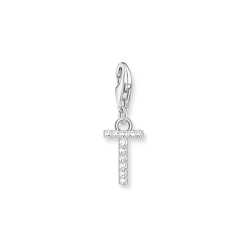 Charmista - Initial with CZ Silver Charm - 26 letters