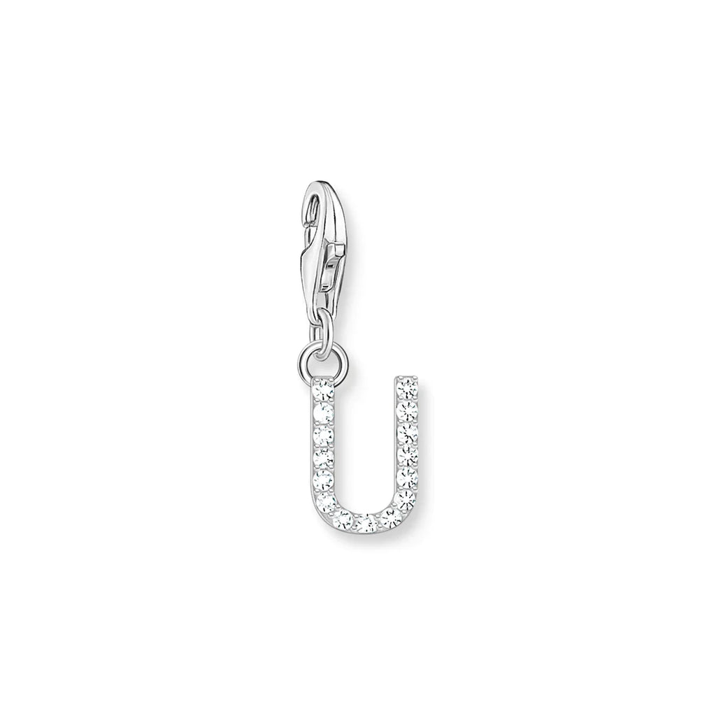 Charmista - Initial with CZ Silver Charm - 26 letters