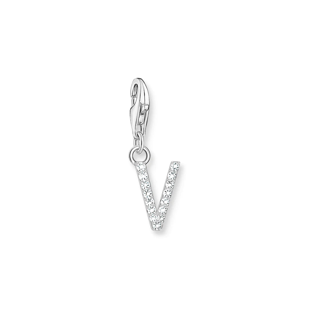 Charmista - Initial with CZ Silver Charm - 26 letters