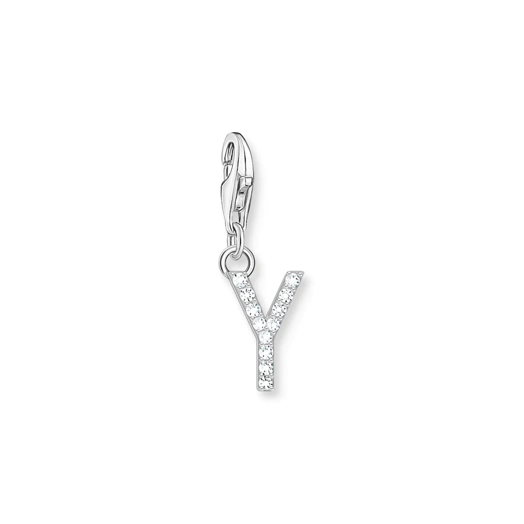 Charmista - Initial with CZ Silver Charm - 26 letters