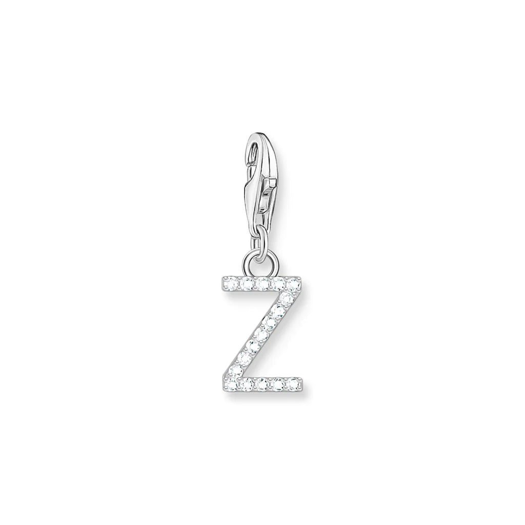 Charmista - Initial with CZ Silver Charm - 26 letters