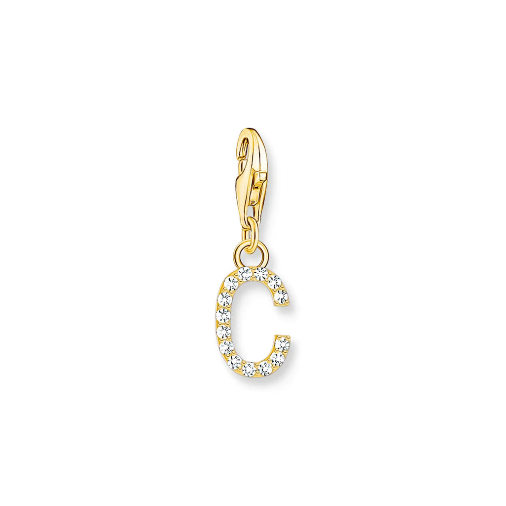Charmista - Initial with CZ Gold Charm - 26 letters