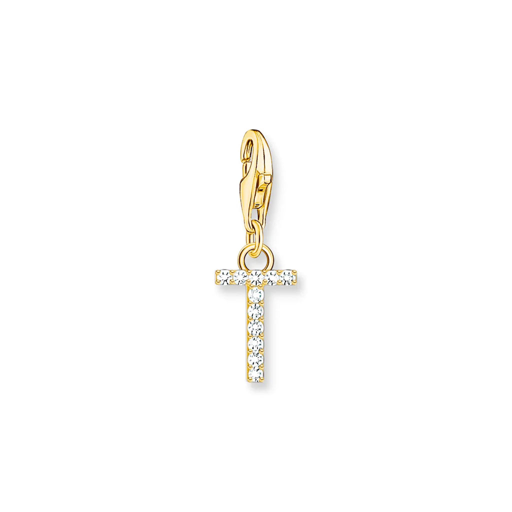 Charmista - Initial with CZ Gold Charm - 26 letters