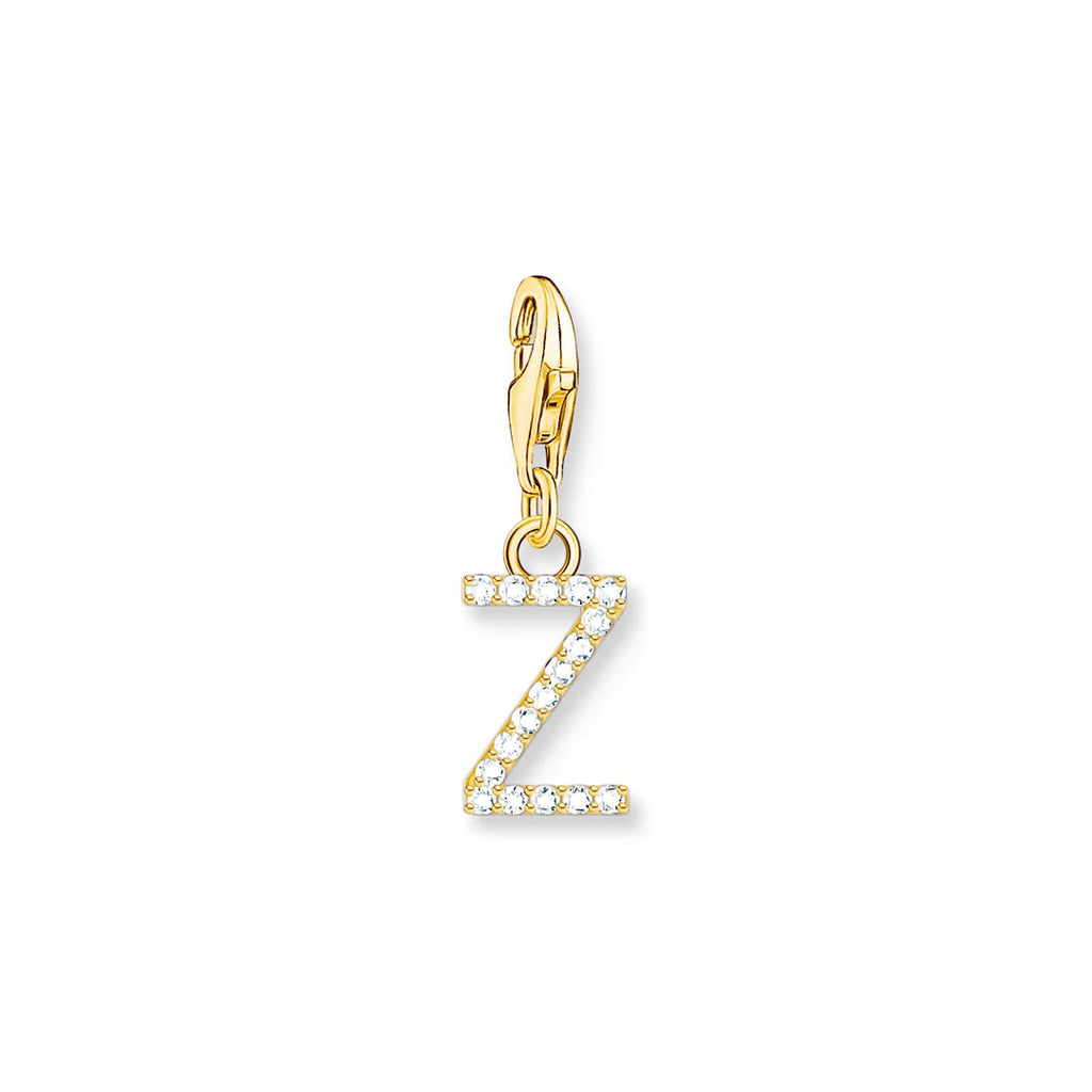 Charmista - Initial with CZ Gold Charm - 26 letters