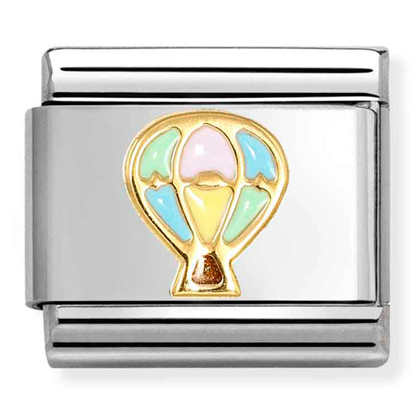 Transport - Pastel Multicolour Hot Air Balloon Gold Charm