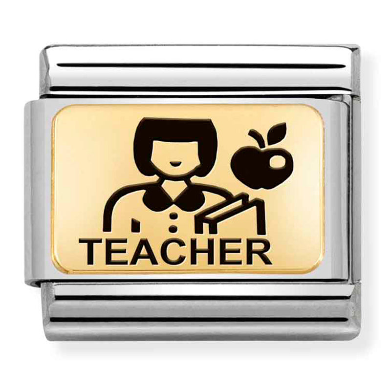 Occupation - Male Teacher with Black Enamel Gold Charm