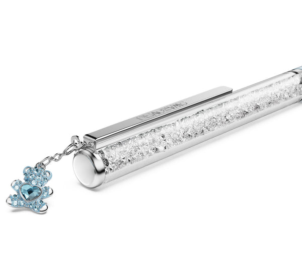 Crystalline Ballpoint Pen - Blue Lacquered Teddy Dangle Silver