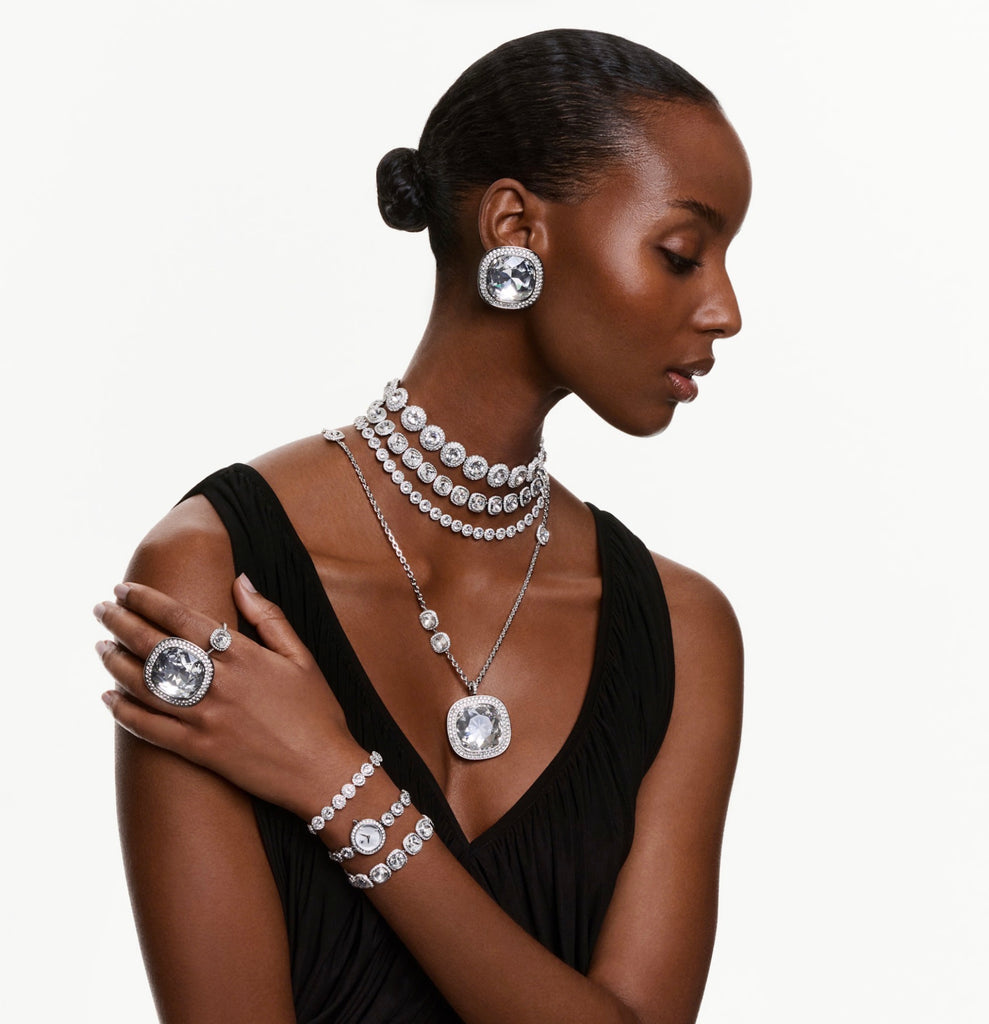 Una Angelic: White Cushion Cut Crystals Silver Bracelet