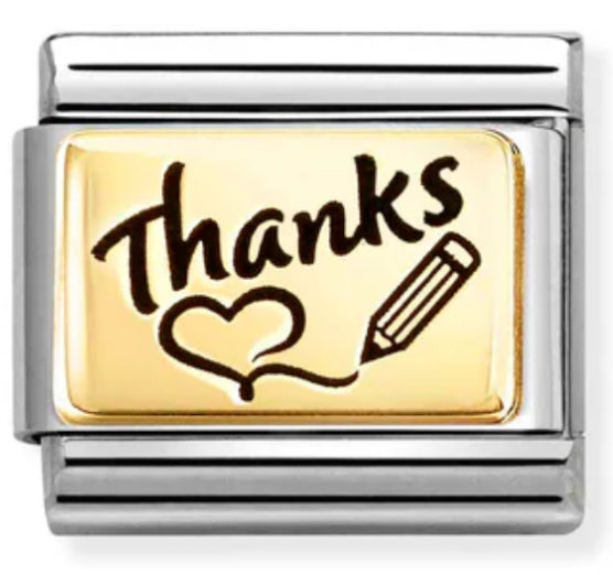 Love - Thanks with Heart & Pencil Gold Charm