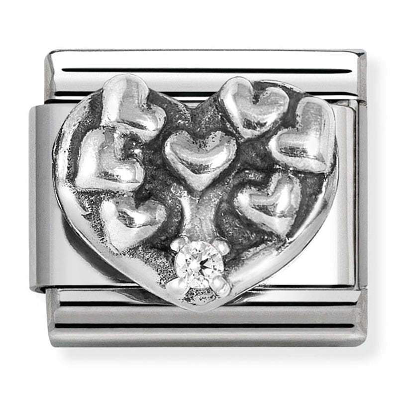Family - Tree of Life Heart with CZ Oxidised Silver Charm