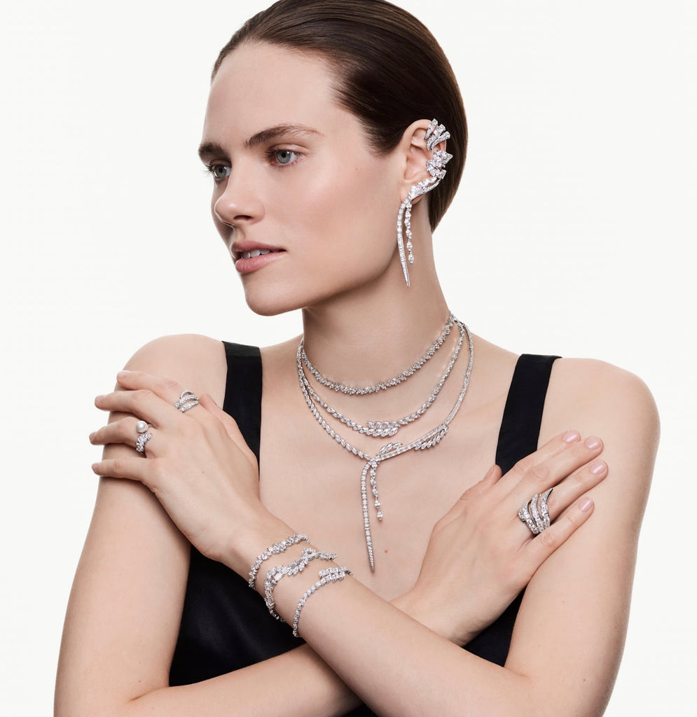 Mesmera: White Marquise Cut Crystal Long Silver Earrings
