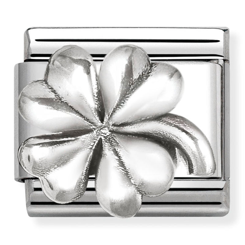 Good Luck - Four Leaf Clover Oxidised Silver Charm