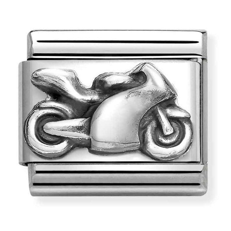 Transport - Motorbike Oxidised Silver Charm