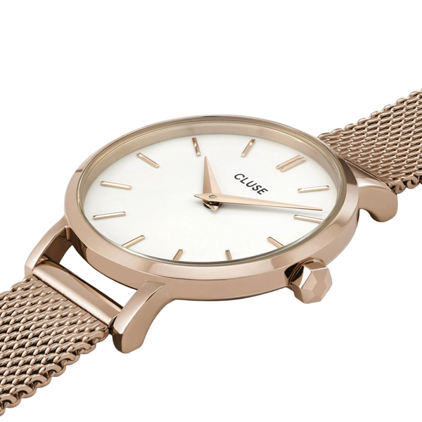 Boho Chic: White/RoseGold Mesh Watch