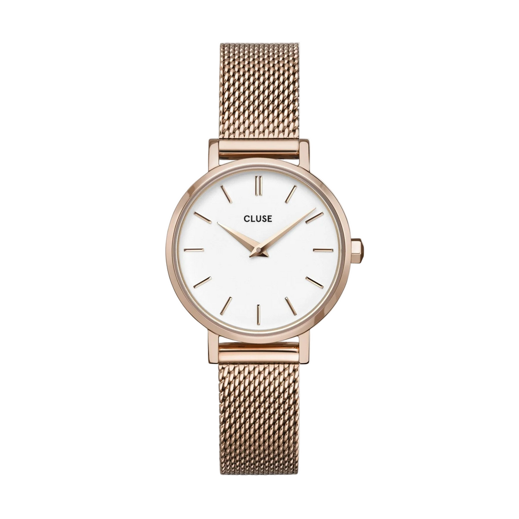 Boho Chic: White/RoseGold Mesh Watch