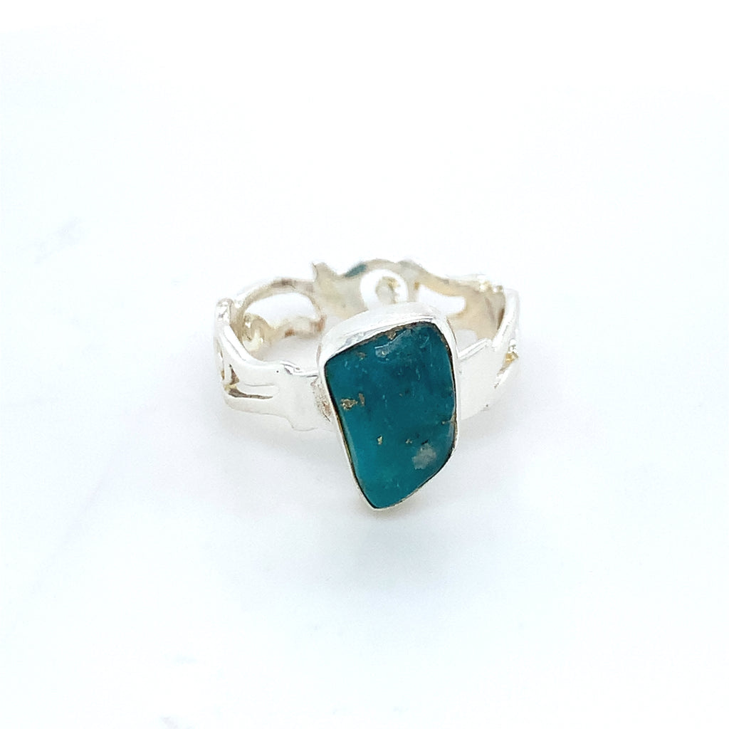 Semi-Precious Turquoise Wave Silver Ring