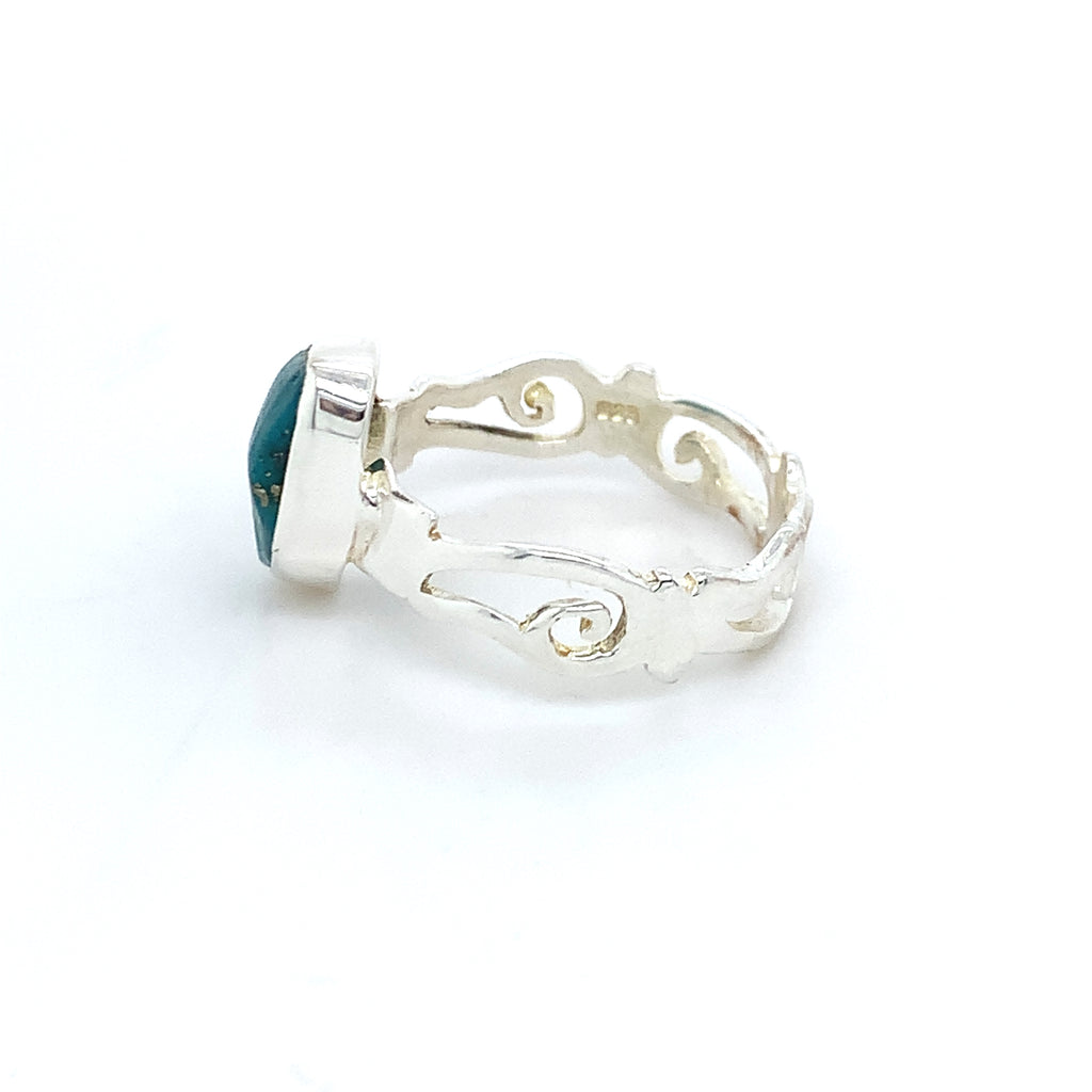 Semi-Precious Turquoise Wave Silver Ring