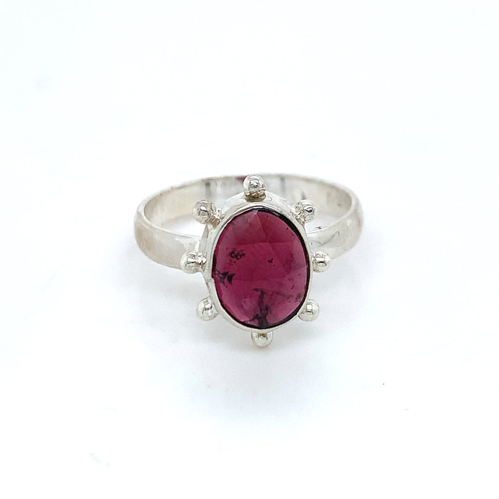 Semi-Precious Tourmaline Silver Sun Ring