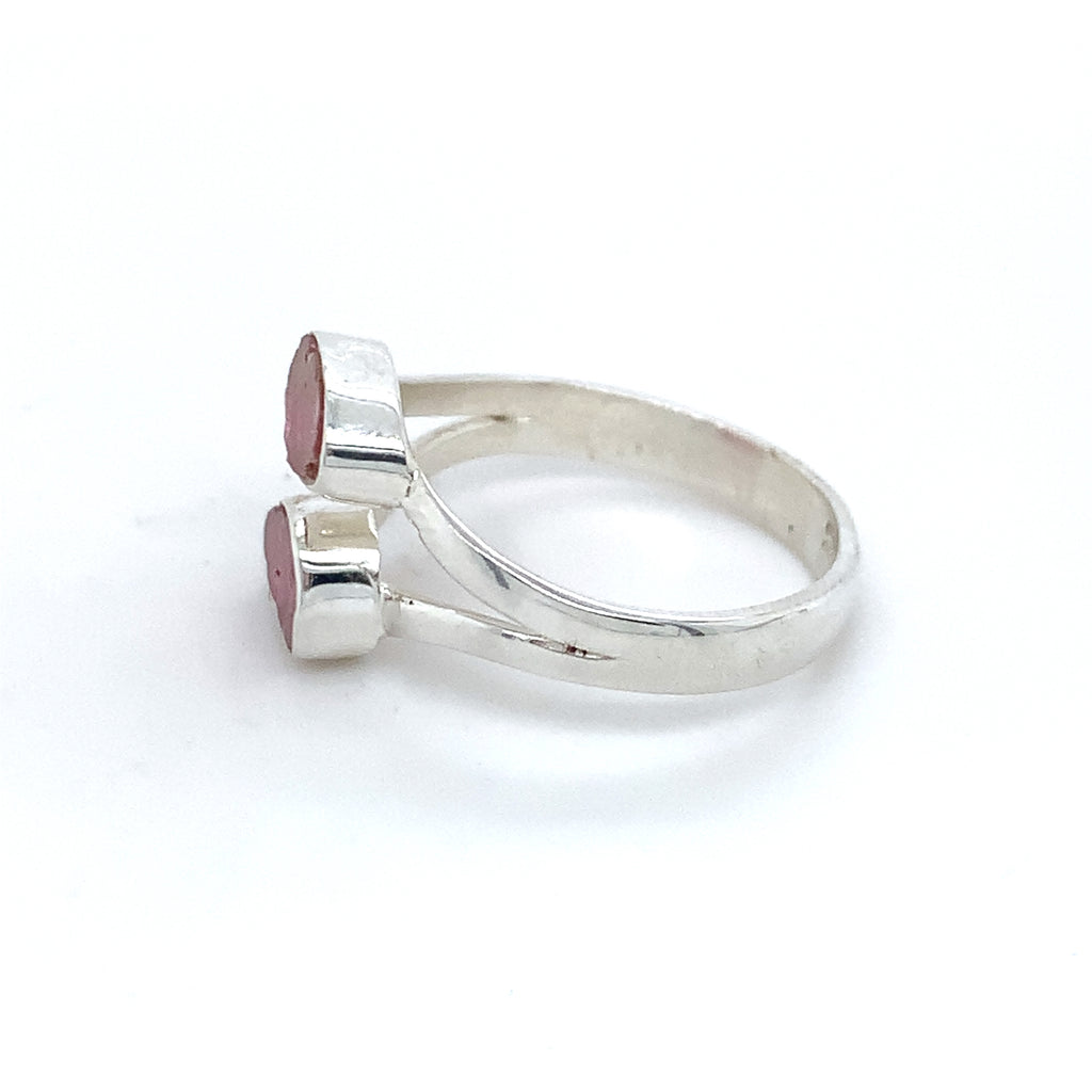 Double Flat Semi-Precious Tourmaline Silver Ring