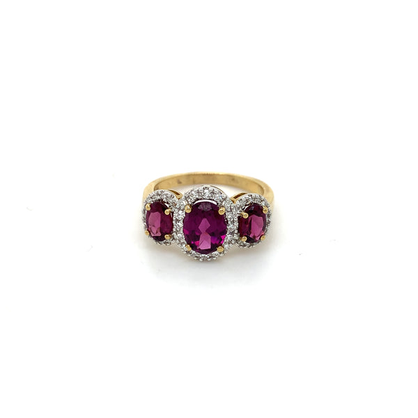 Rhodolite Trilogy Ring