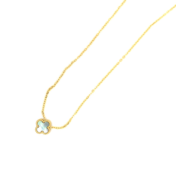 Clover Necklace - Black MOP Shell